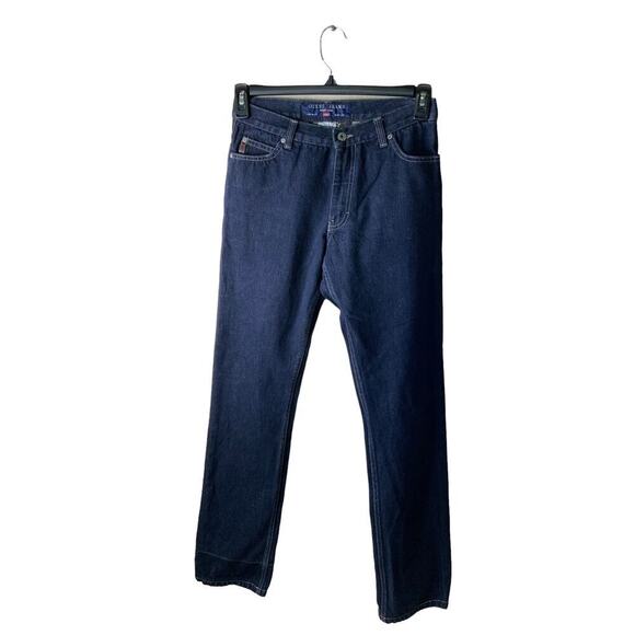 Vintage Guess Denim Jeans Womens Size 27 Boot Leg Low Waist Dark Wash Blue - Picture 1 of 10